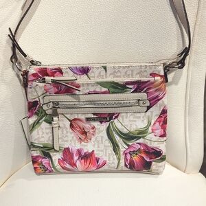 Dana Buchman Floral Crossbody Bag - Cream and Pink
